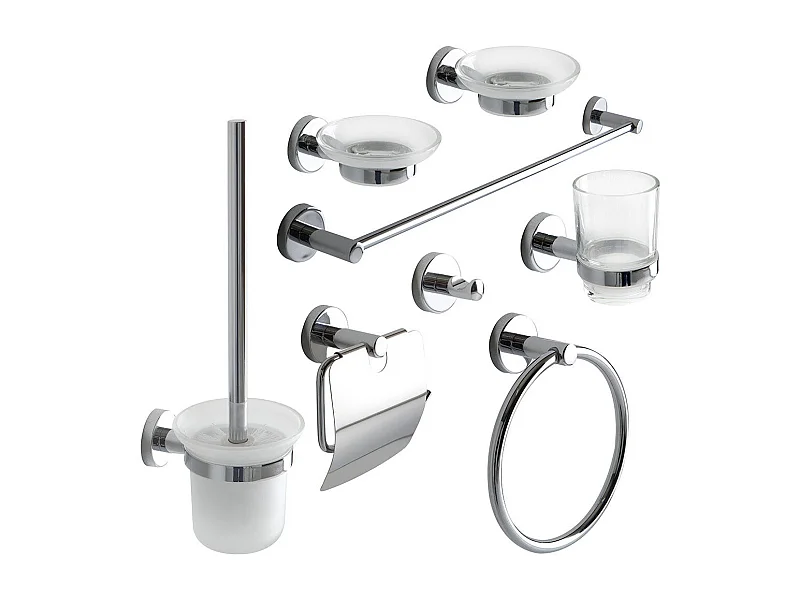 Ensemble Complet De 8 Accessoires De Salle De Bain Chromés | Necessary