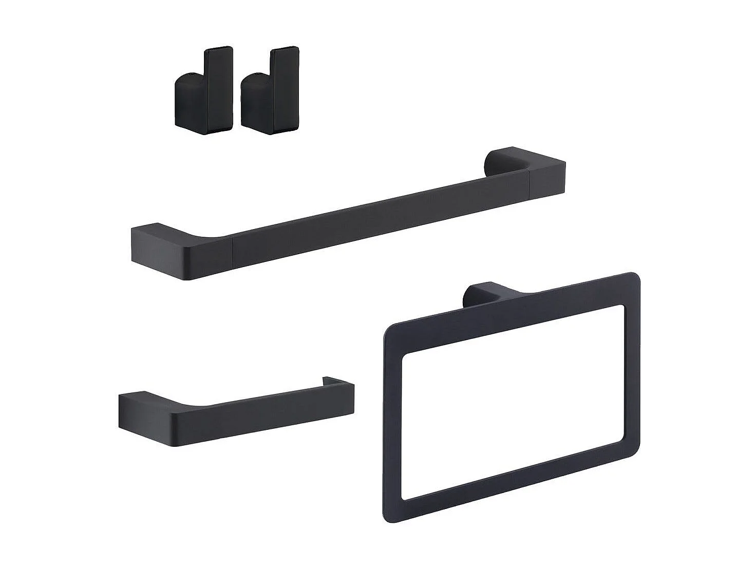 Set 4 Pcs Accessoires Muraux Salle De Bain Noir Mat  | Giacinto