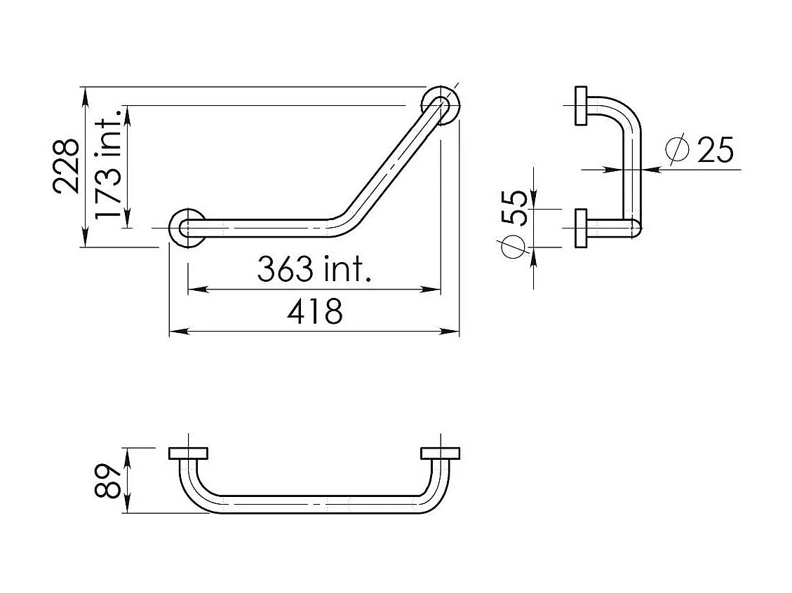 Poignée D'angle Pour Handicapés En Acier Noir Mat