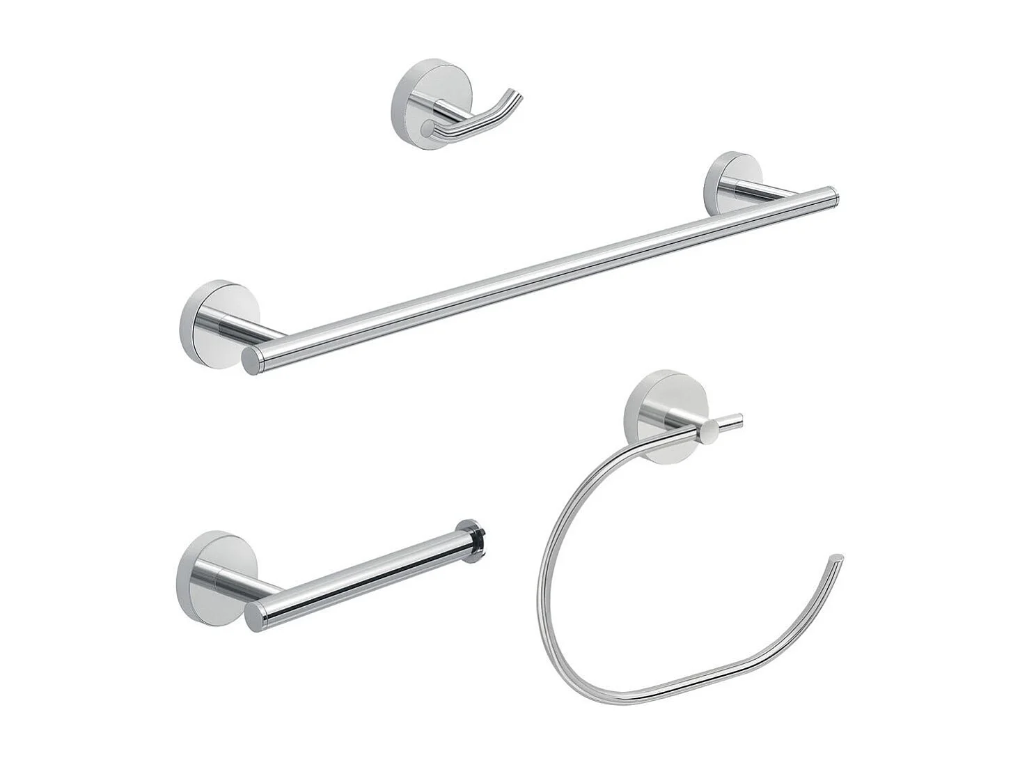 Set 4 Pcs Accessoires Muraux Pour Salle De Bain Acier Inoxydable Chrome  | Violetta
