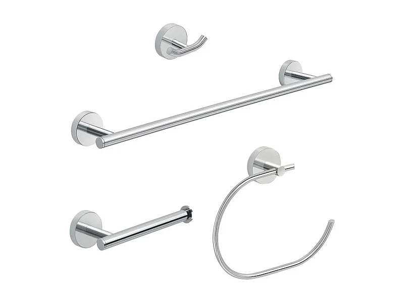 Set 4 Pcs Accessoires Muraux Pour Salle De Bain Acier Inoxydable Chrome  | Violetta
