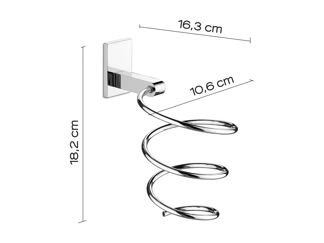 Support Mural Pour Sèche-Cheveux En Acier Inoxydable Chromé