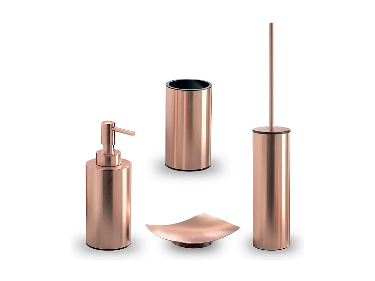 Set 4 Pièces D'accessoires De Salle De Bains À Poser Couleur Cuivre | Copper