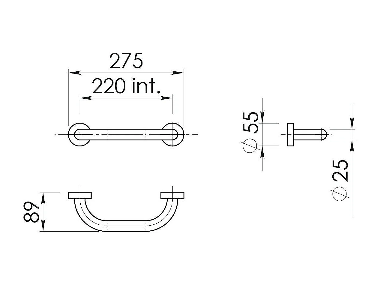 Poignée De Salle De Bain Accessible 20Cm Noir Mat