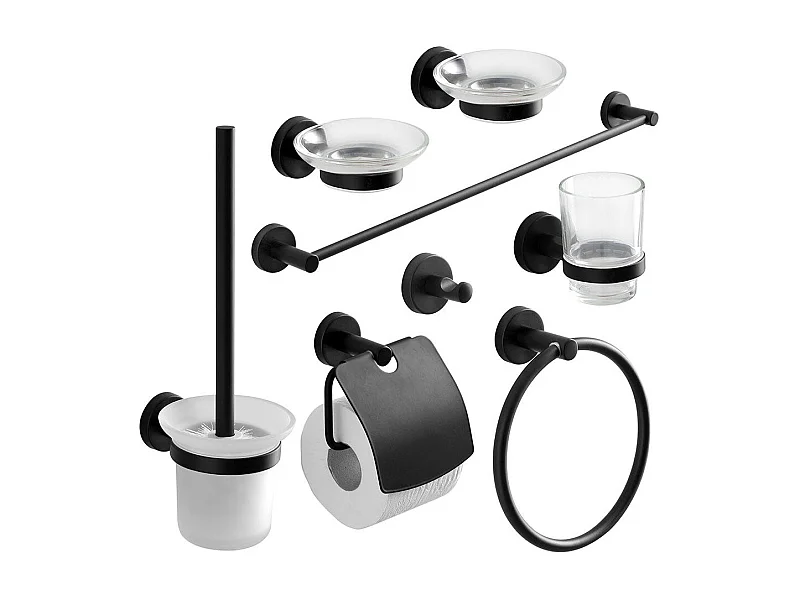 Ensemble D'accessoires De Salle De Bain Finition Noir Mat |Necessary