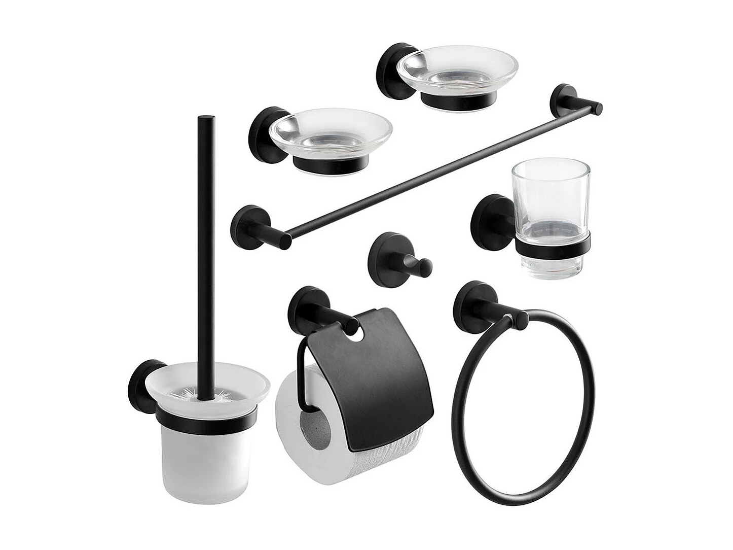 Ensemble D'accessoires De Salle De Bain Finition Noir Mat |Necessary