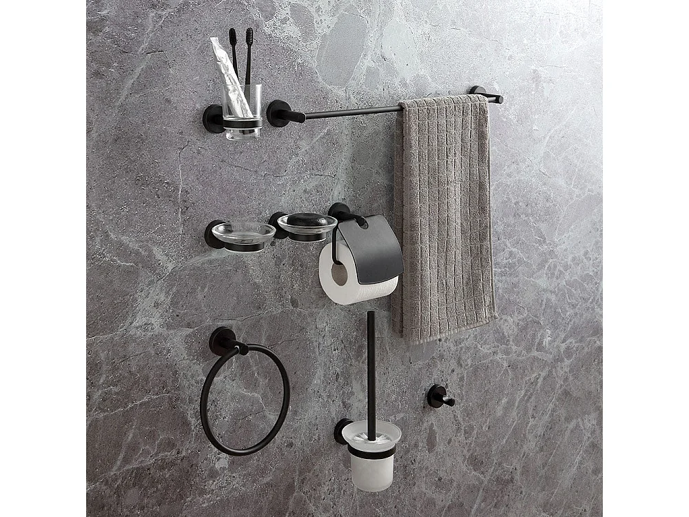 Ensemble D'accessoires De Salle De Bain Finition Noir Mat |Necessary