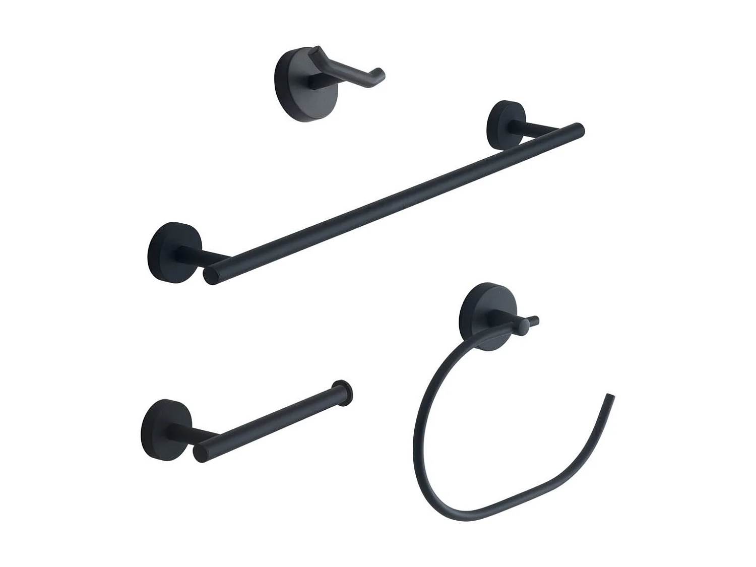 Set 4 Pcs Accessoires Muraux Pour Salle De Bain Noir Mat | Violetta