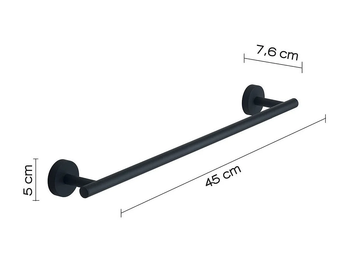 Set 4 Pcs Accessoires Muraux Pour Salle De Bain Noir Mat | Violetta