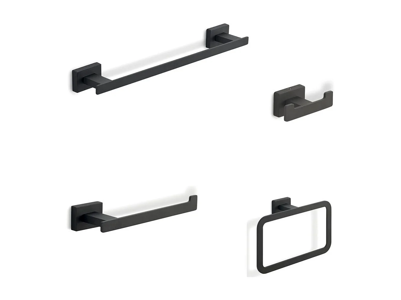 Set 4 Accessoires De Salle De Bain En Acier Noir Mat | Atene
