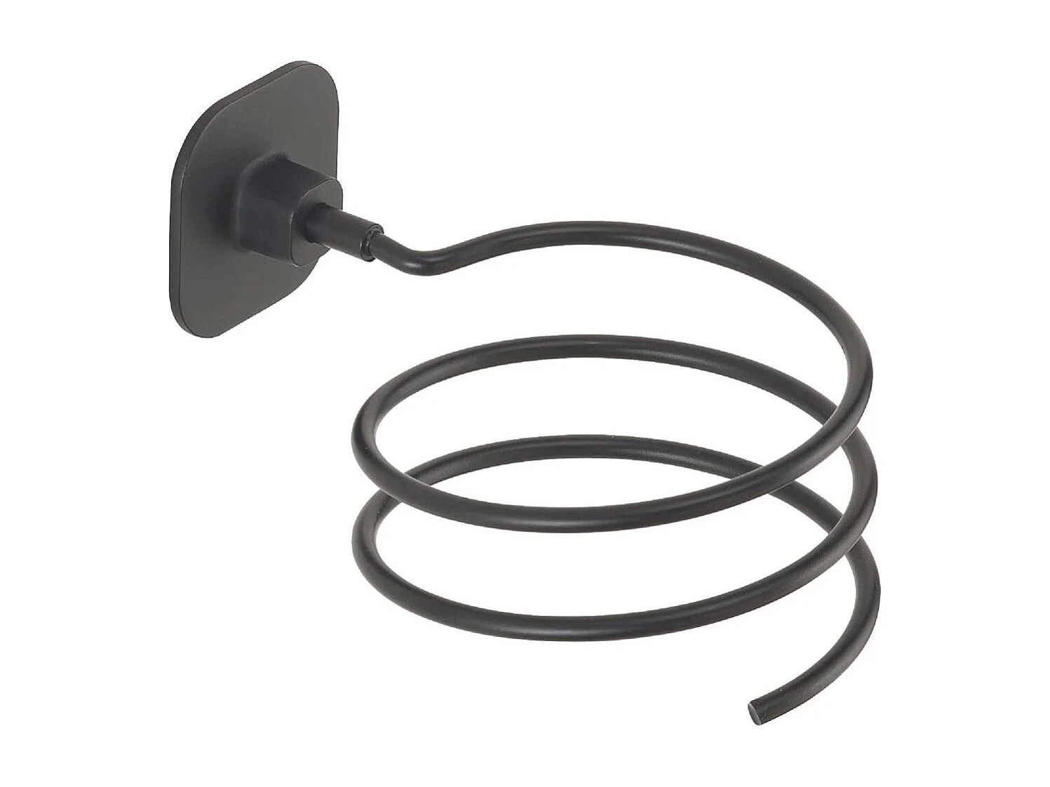 Support Mural Spiralé Pour Sèche-Cheveux Acier Inoxydable Noir Mat | Timo