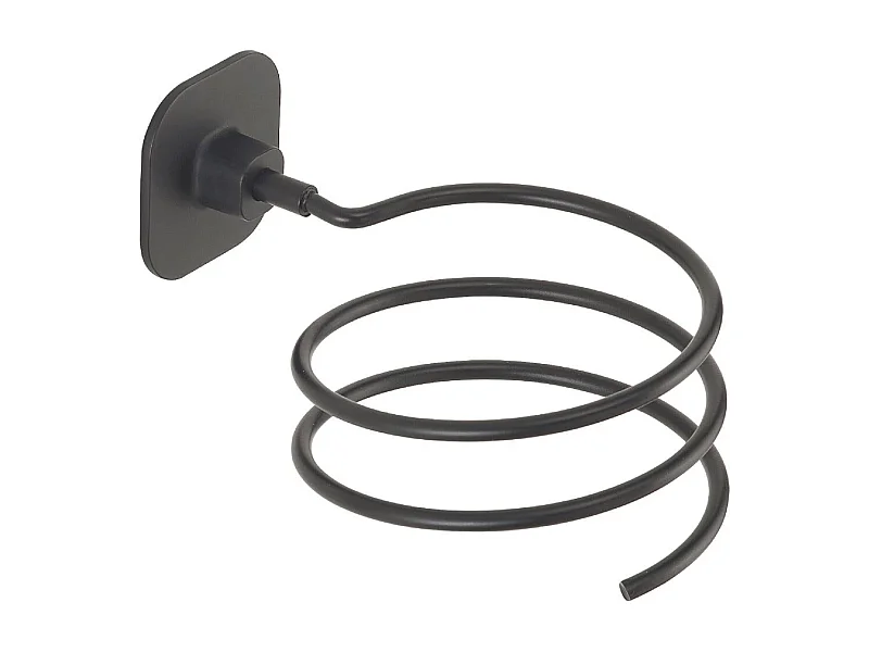 Support Mural Spiralé Pour Sèche-Cheveux Acier Inoxydable Noir Mat | Timo