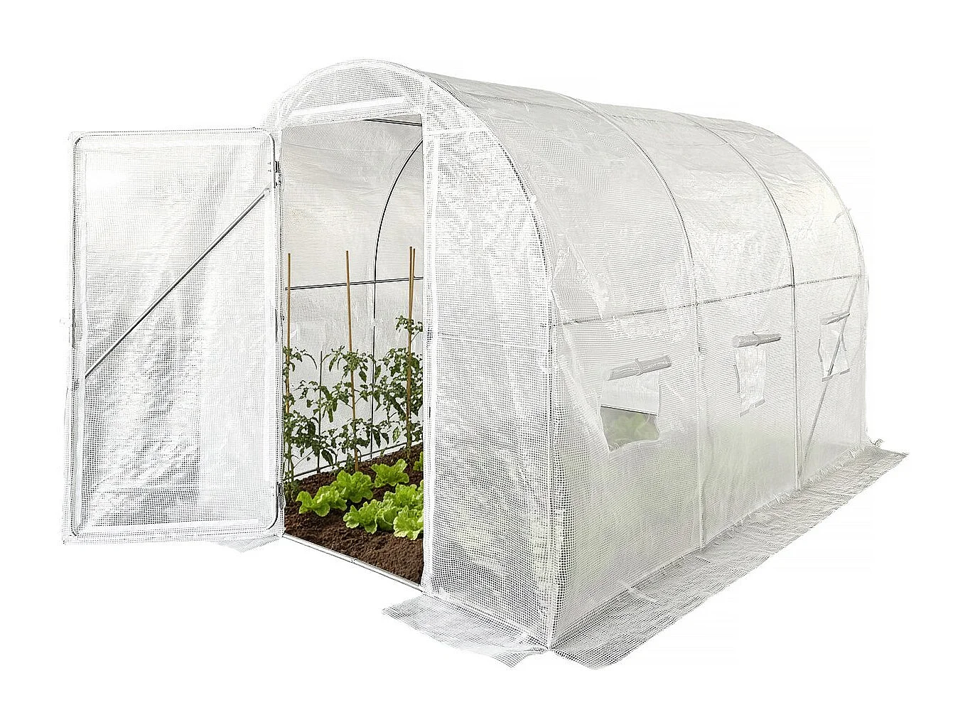 Invernadero túnel con puerta "Mimosa" - 6 m² - 180g - Blanco
