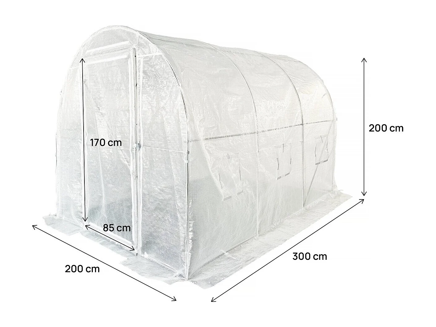 Invernadero túnel con puerta "Mimosa" - 6 m² - 180g - Blanco