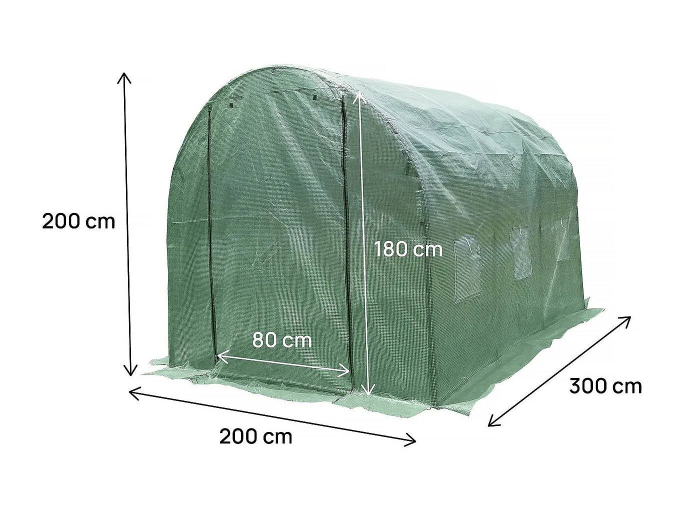 Túnel de invernadero para jardín <<Lys>> - 6 m² - 140 g - Verde