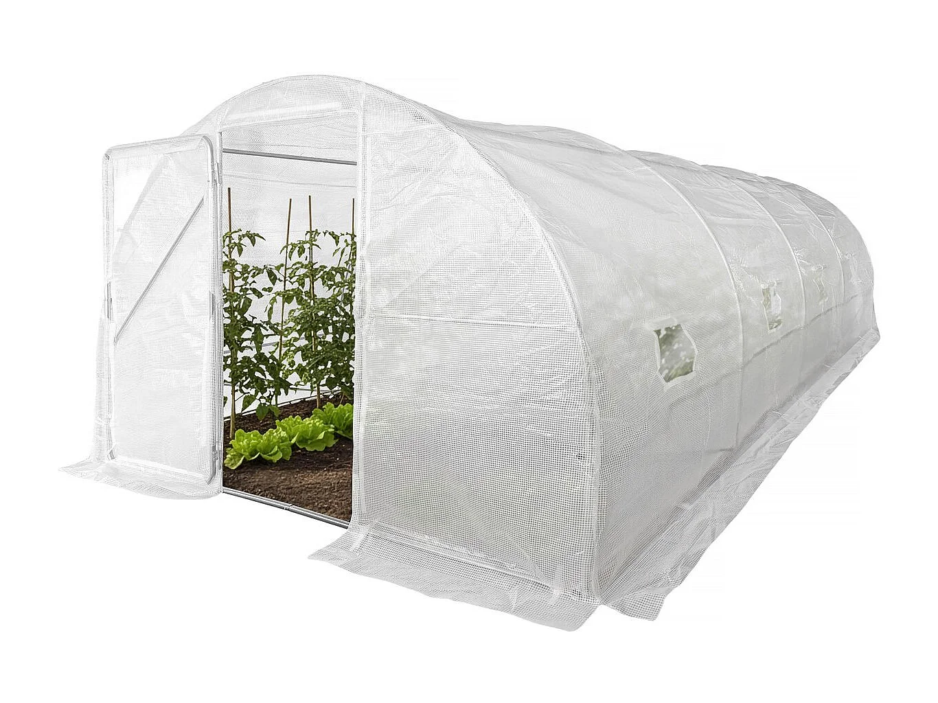 Invernadero túnel con puerta "Mimosa" - 18 m² - 180g - Blanco