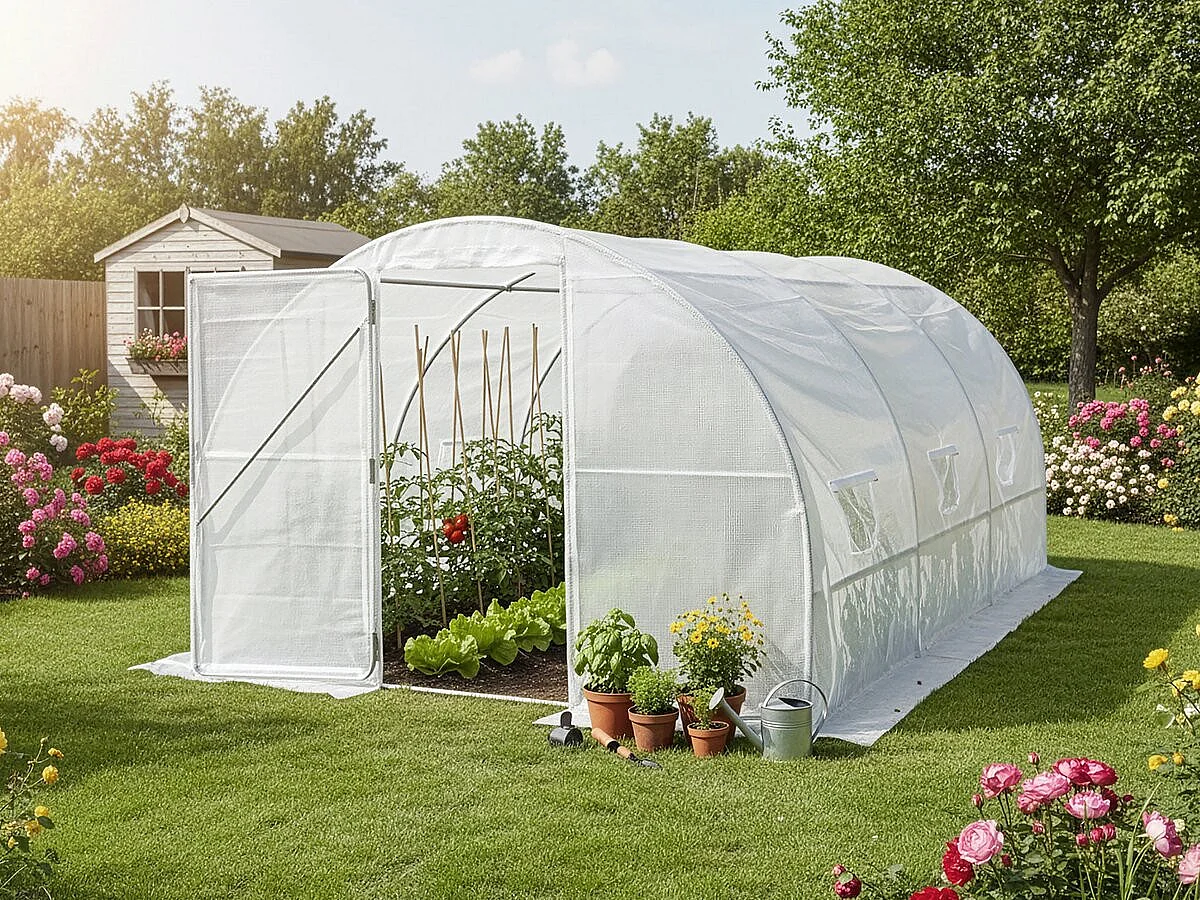 Bâche pour serre tunnel de jardin "Mimosa" - 12 m² - 180g - Blanc