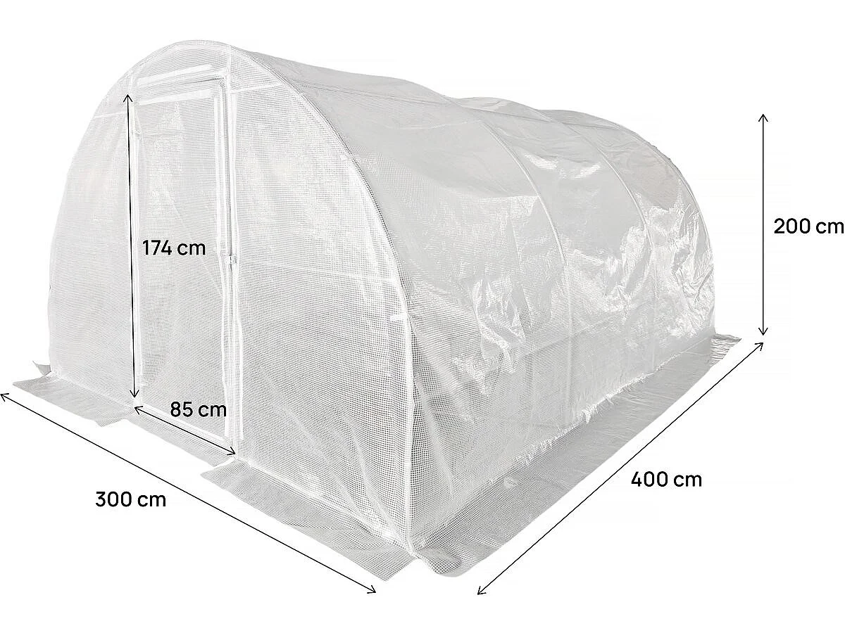 Bâche pour serre tunnel de jardin "Mimosa" - 12 m² - 180g - Blanc