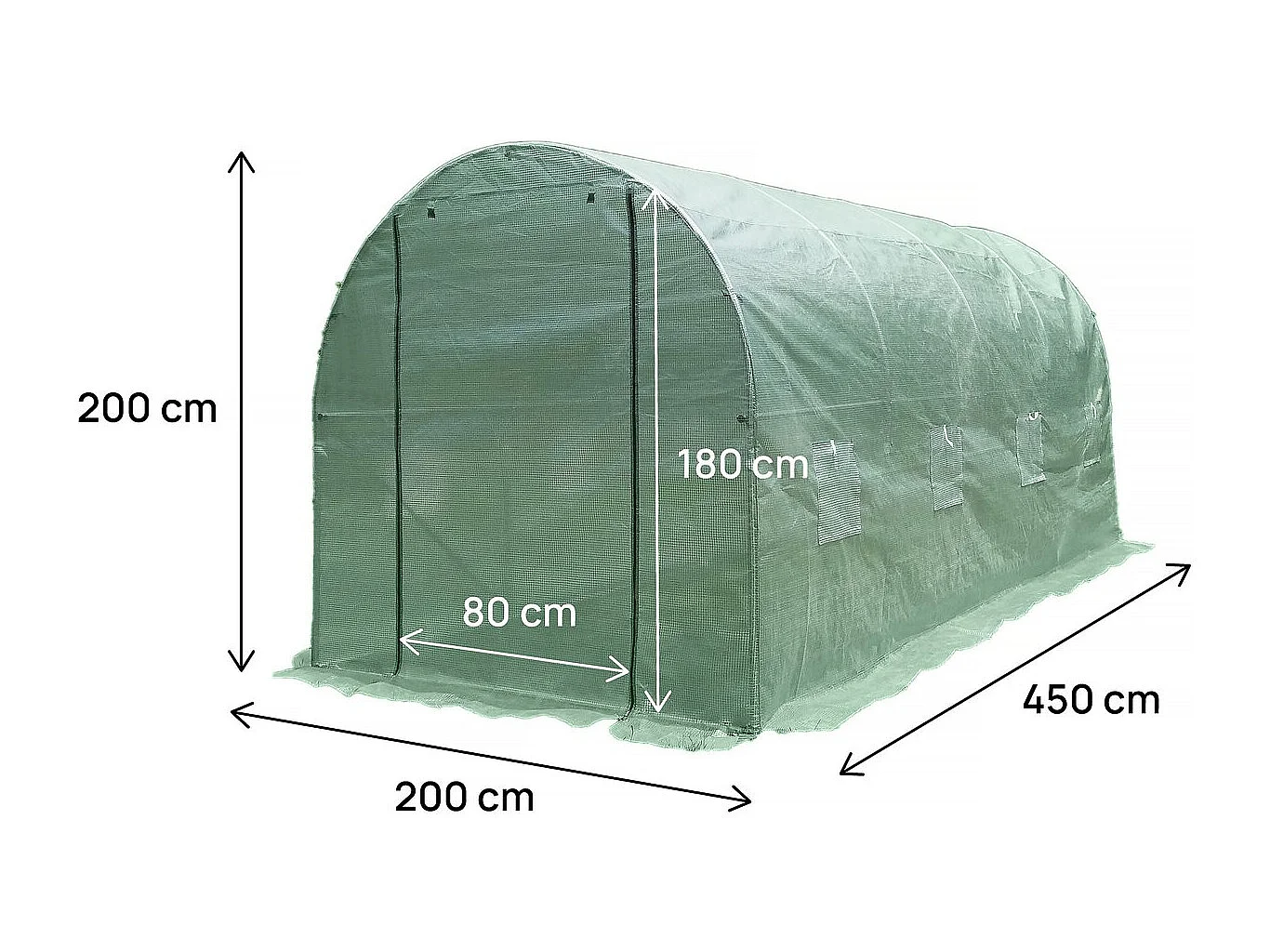 Cubierta para invernadero túnel de jardín "Lys" - 9 m² - 130g - Verde