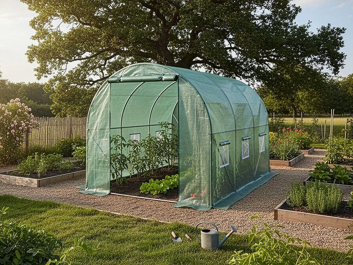 Bâche pour serre tunnel de jardin "Lys" - 6 m² - 130g - Vert