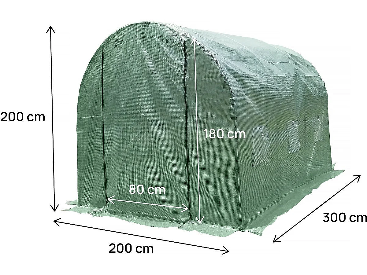 Bâche pour serre tunnel de jardin "Lys" - 6 m² - 130g - Vert