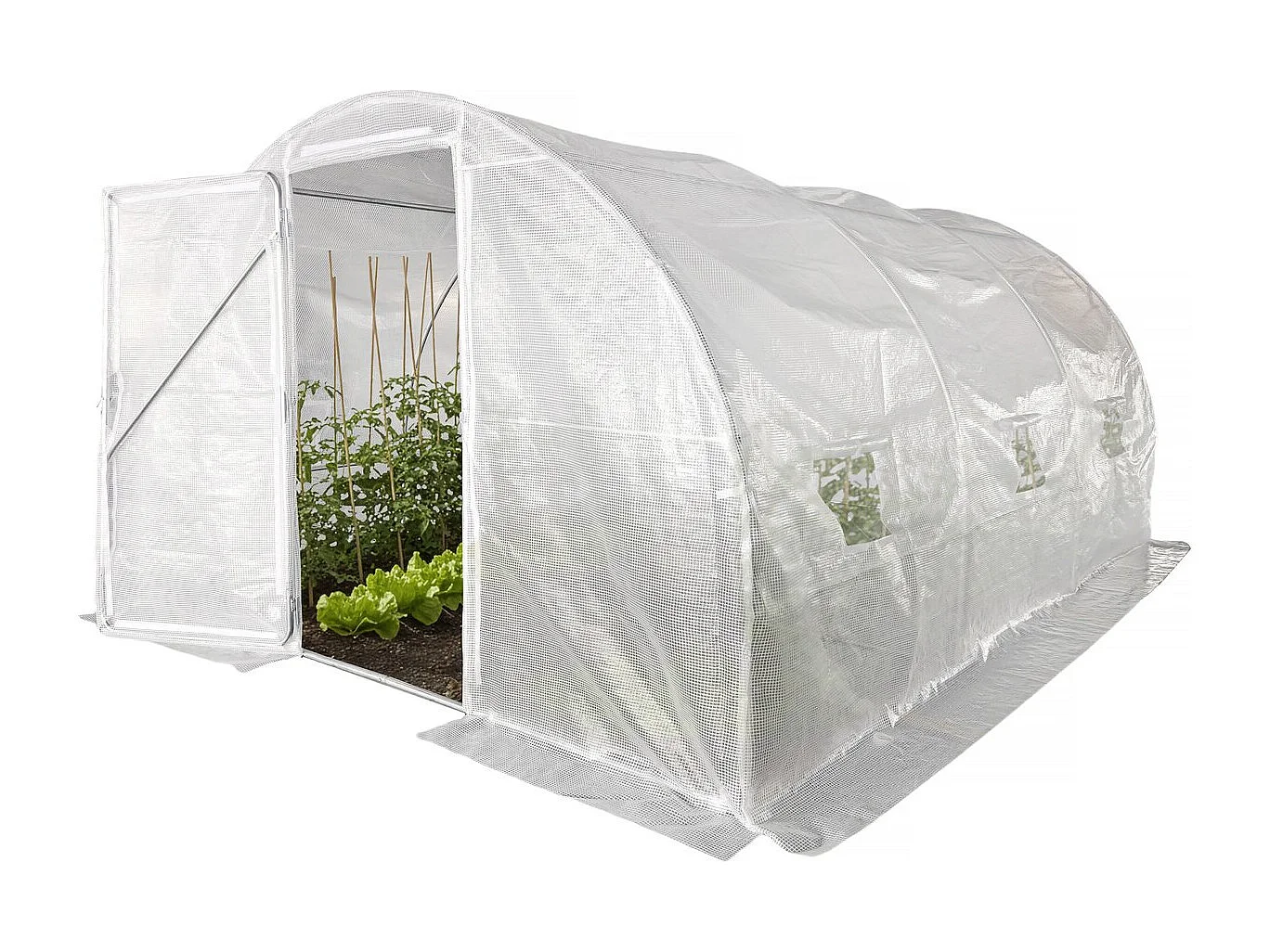 Invernadero túnel con puerta "Mimosa" - 12 m² - 180g - Blanco