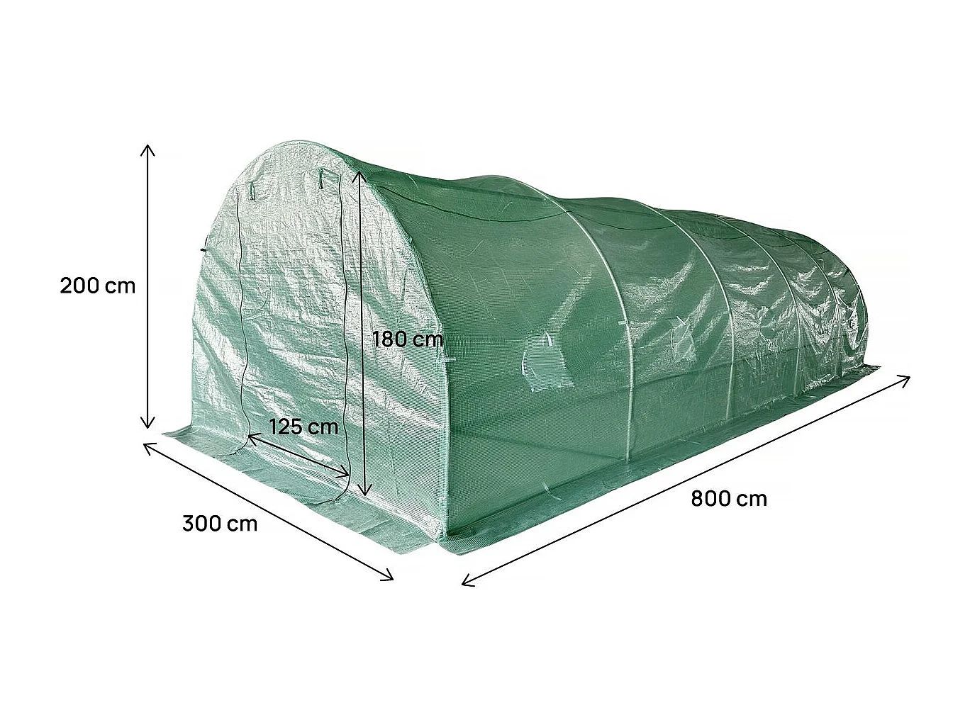 Lona para invernadero túnel de jardín "Lys" - 24 m² - 130g - Verde