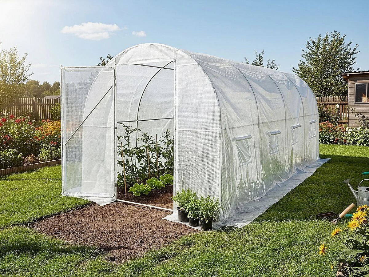Bâche pour serre tunnel de jardin "Mimosa" - 9 m² - 180g - Blanc