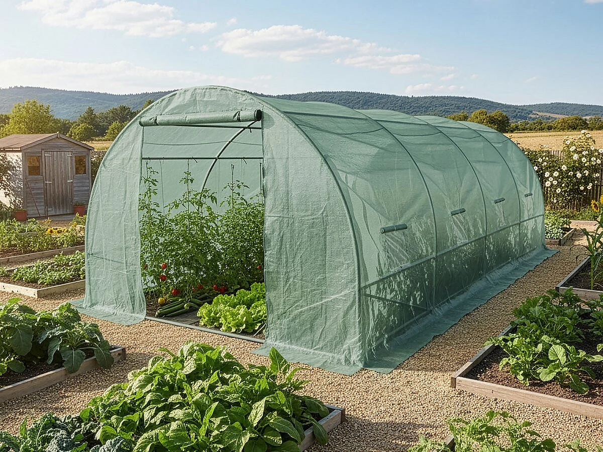Bâche pour serre tunnel de jardin "Lys" - 18 m² - 130g - Vert