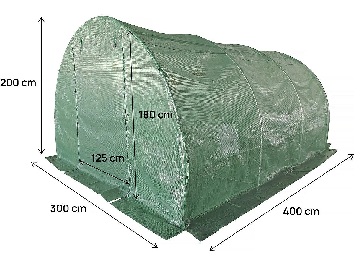 Bâche pour serre tunnel de jardin "Lys" - 12 m² - 130g - Vert