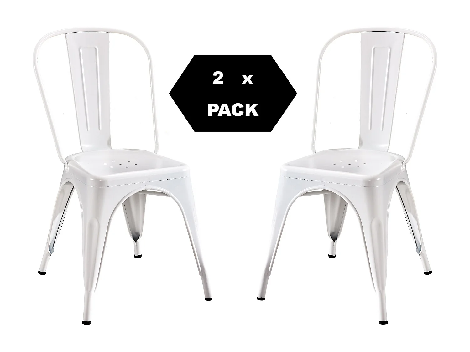 Chaise en métal de style industriel pour la maison, restaurant, bar, pizzerie. Set 2 chaises Couleur BLANCHE