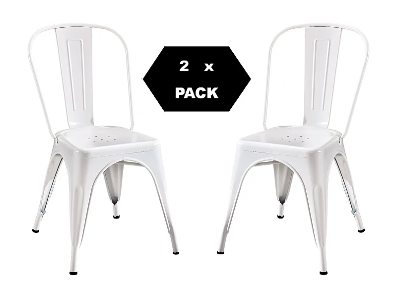 Chaise en métal de style industriel pour la maison, restaurant, bar, pizzerie. Set 2 chaises Couleur BLANCHE