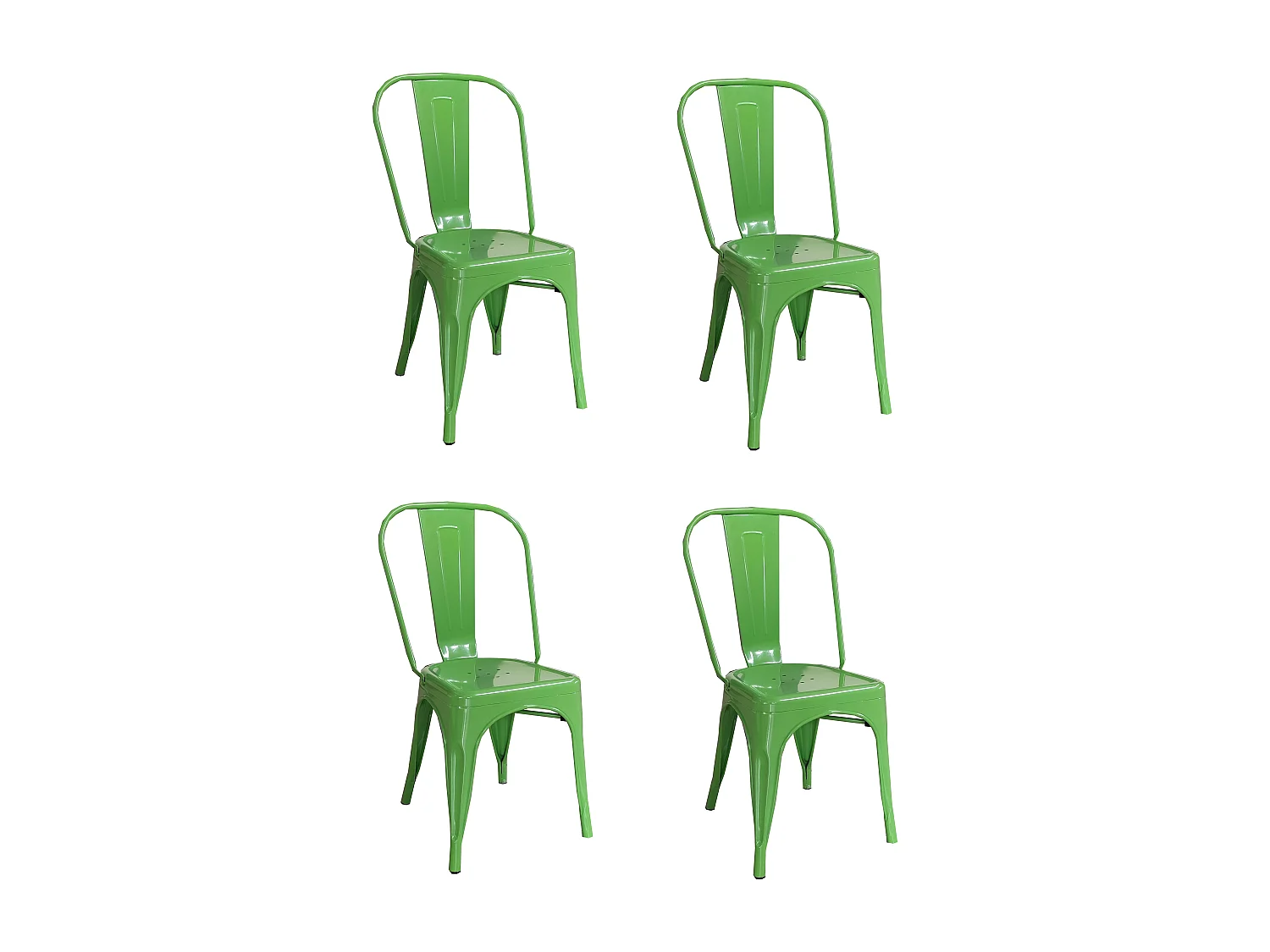 Chaise en métal de style industriel pour la maison, restaurant, bar, pizzerie. Set 4 chaises Couleur VERT