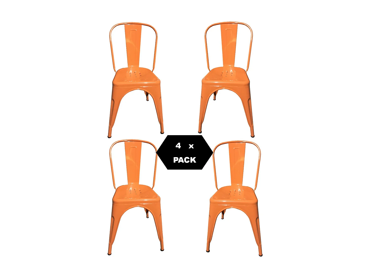 Chaise en métal de style industriel pour la maison, restaurant, bar, pizzerie. Set 4 chaises Couleur ORANGE