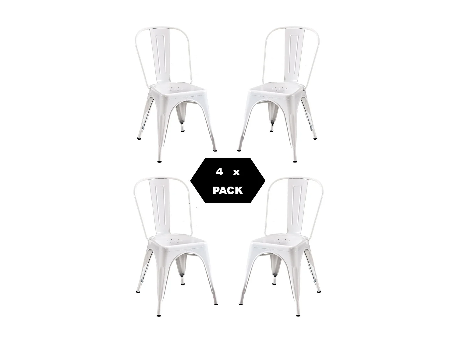 Chaise en métal de style industriel pour la maison, restaurant, bar, pizzerie. Set 4 chaises Couleur BLANCHE