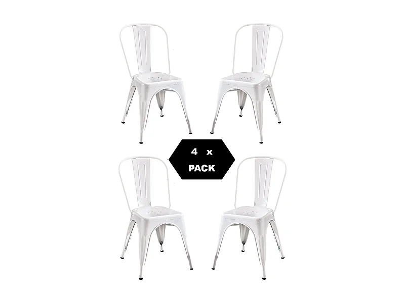 Chaise en métal de style industriel pour la maison, restaurant, bar, pizzerie. Set 4 chaises Couleur BLANCHE