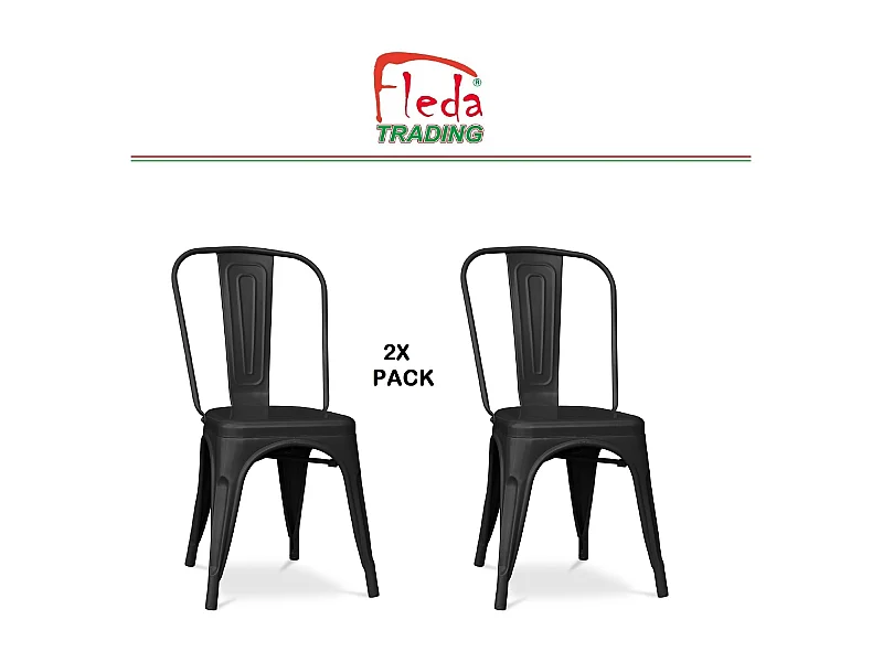 Chaise en métal de style industriel pour la maison, restaurant, bar, pizzerie. Set 2 chaises Couleur NOIR MAT