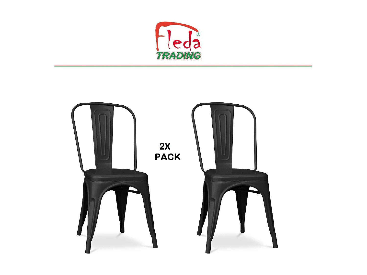 Chaise en métal de style industriel pour la maison, restaurant, bar, pizzerie. Set 2 chaises Couleur NOIR MAT