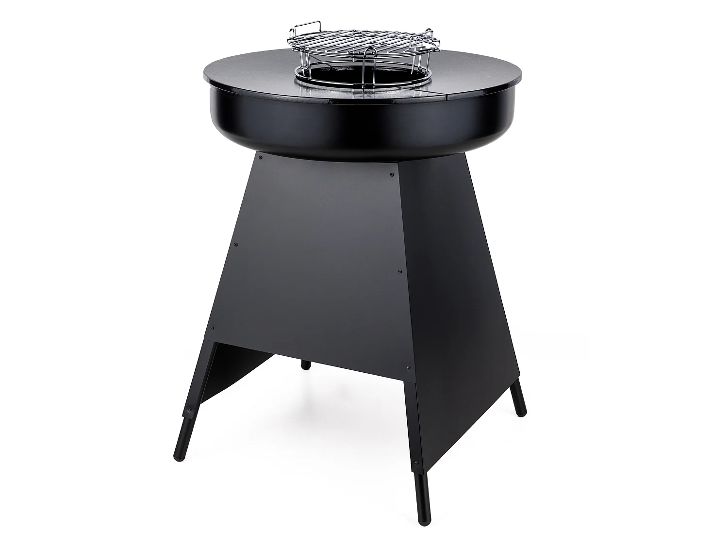 Brasero de cuisson extérieur SOMAGIC en acier laqué avec grille chromée et plaques fonte émaillée, idéal barbecue au charbon