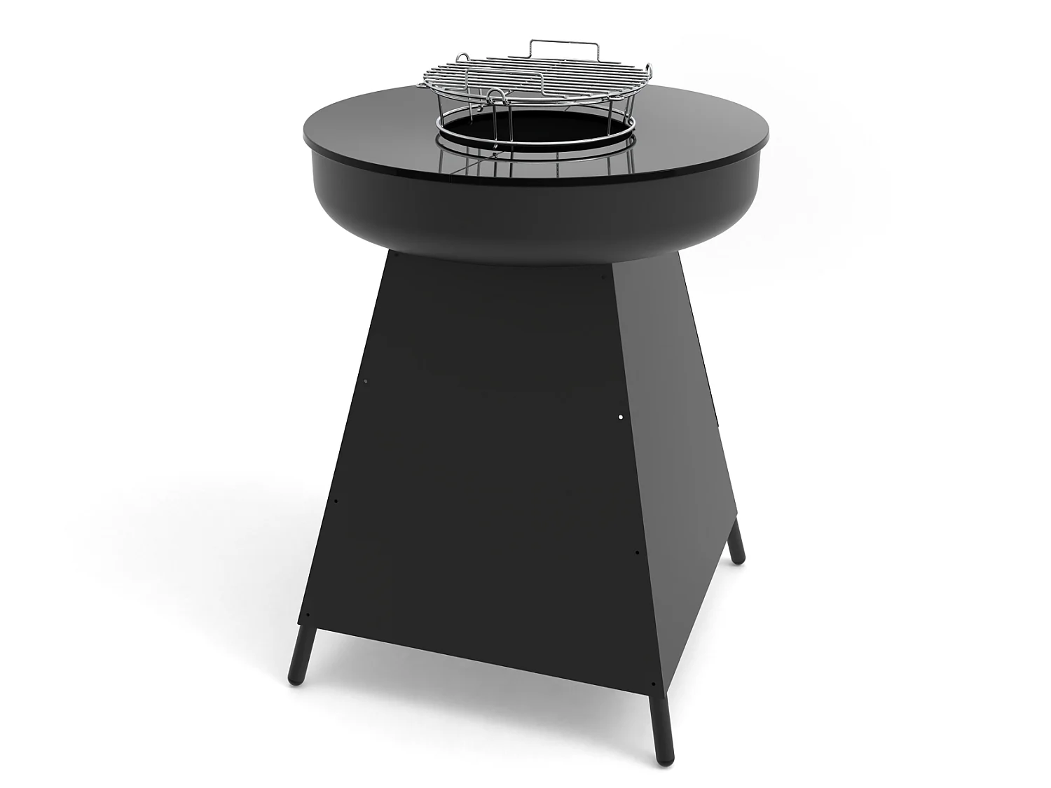 Brasero de cuisson extérieur SOMAGIC en acier laqué avec grille chromée et plaques fonte émaillée, idéal barbecue au charbon
