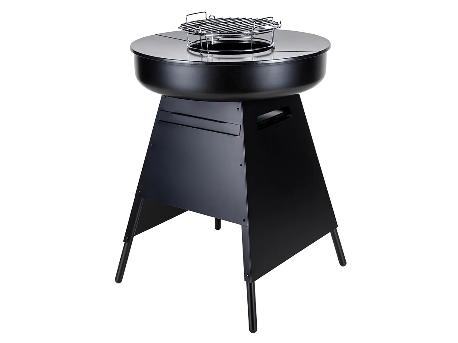 Brasero de cuisson extérieur SOMAGIC en acier laqué avec grille chromée et plaques fonte émaillée, idéal barbecue au charbon