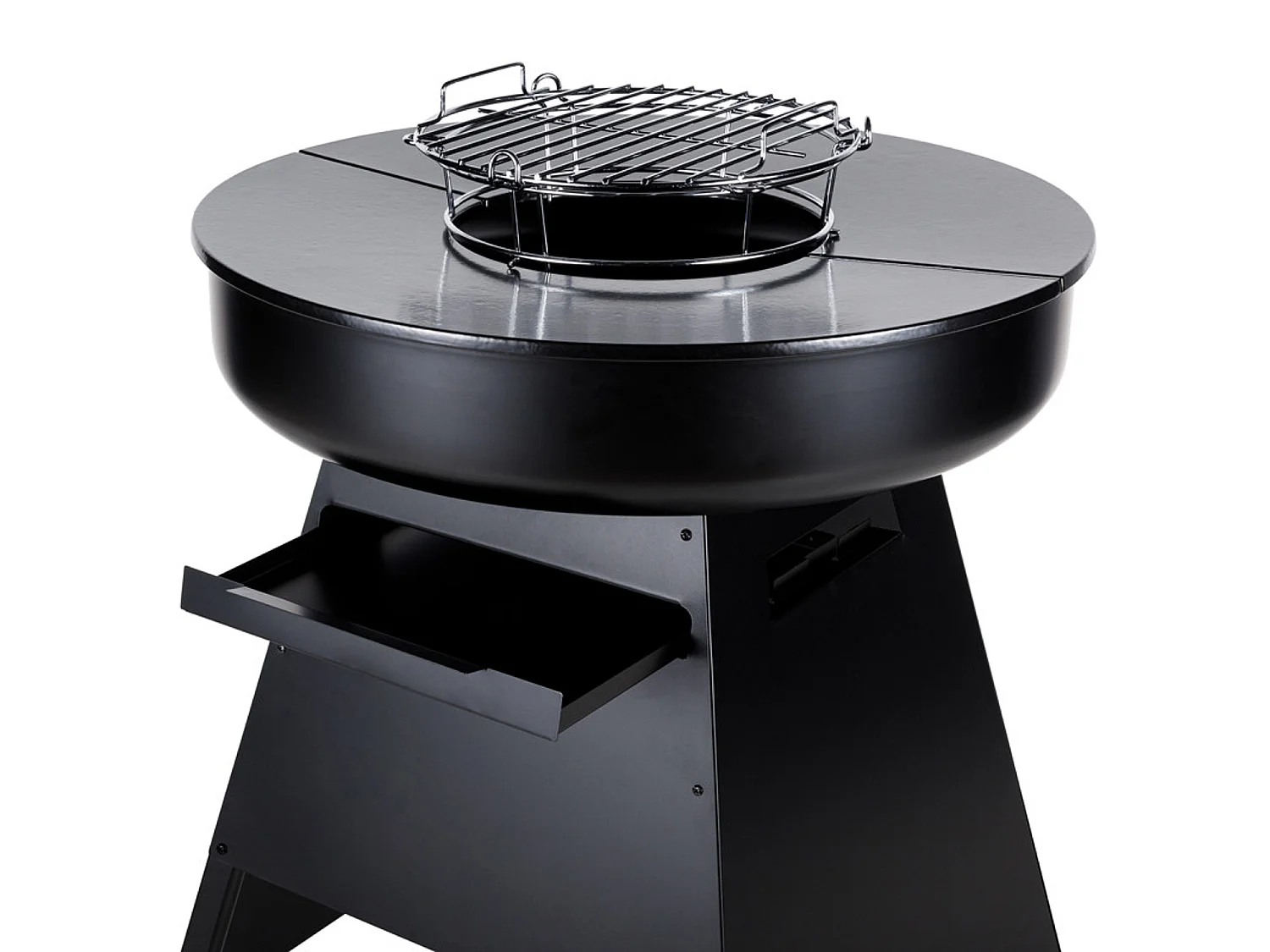 Brasero de cuisson extérieur SOMAGIC en acier laqué avec grille chromée et plaques fonte émaillée, idéal barbecue au charbon