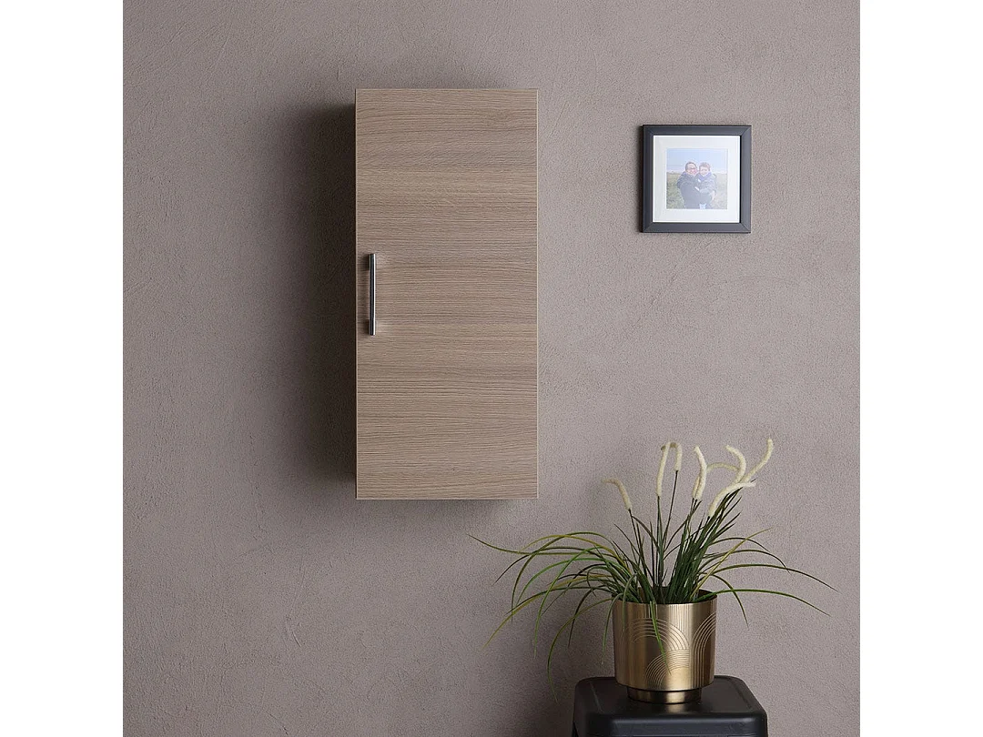 Meuble Haut De Salle De Bain 1 Porte Réversible Chêne Naturel | Rimini