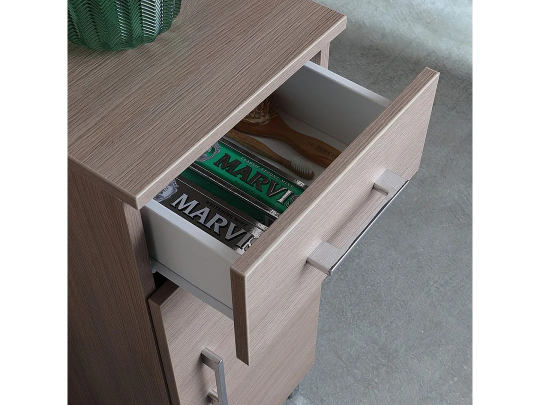 Armoire De Salle De Bains Au Sol Avec Porte Et Tiroir En Chêne Naturel | Rimini