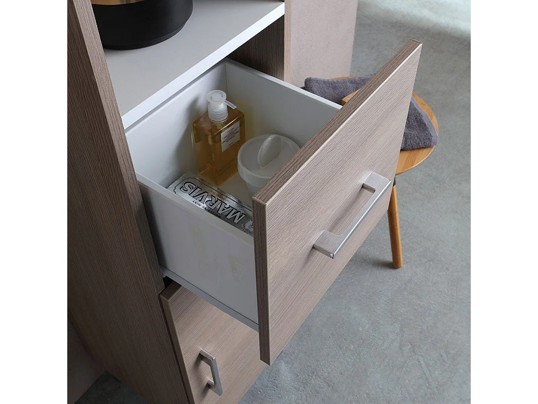 Colonne De Salle De Bain H 190Cm Chêne Naturel Effet Bois | Rimini