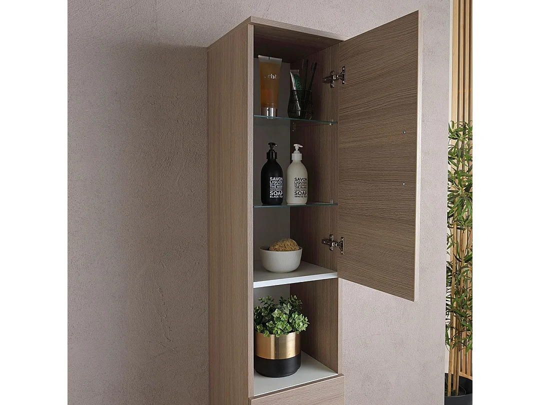 Colonne De Salle De Bain H 190Cm Chêne Naturel Effet Bois | Rimini