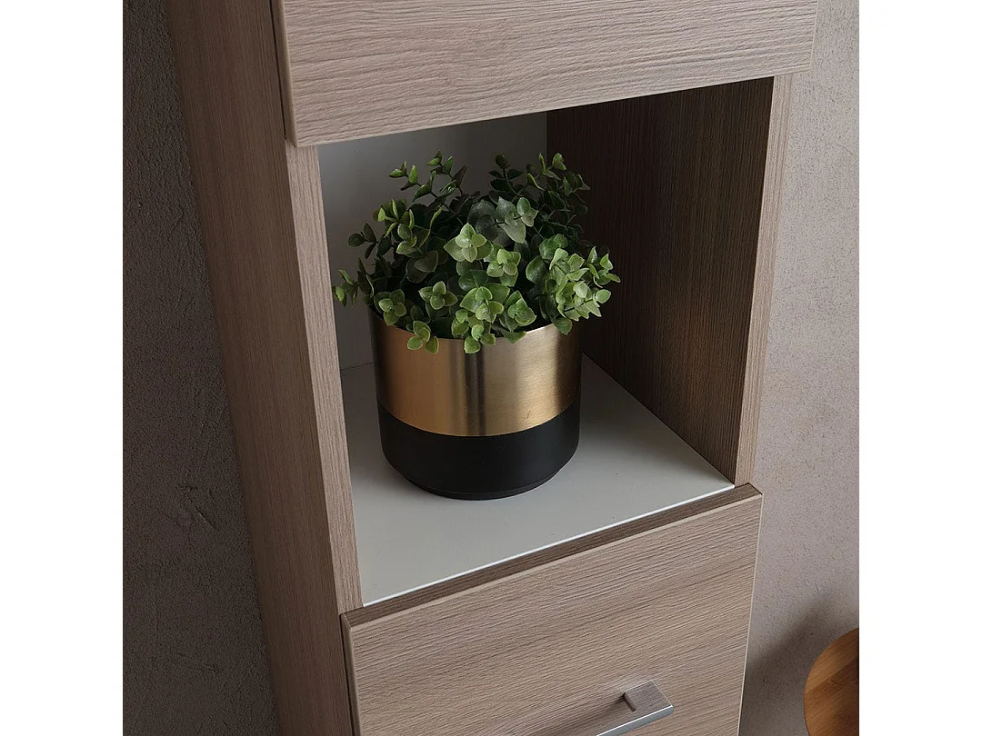 Colonne De Salle De Bain H 190Cm Chêne Naturel Effet Bois | Rimini