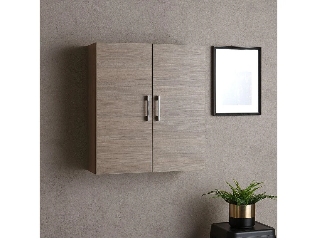 Meuble Haut De Salle De Bains 2 Portes Chêne Effet Bois Naturel | Rimini