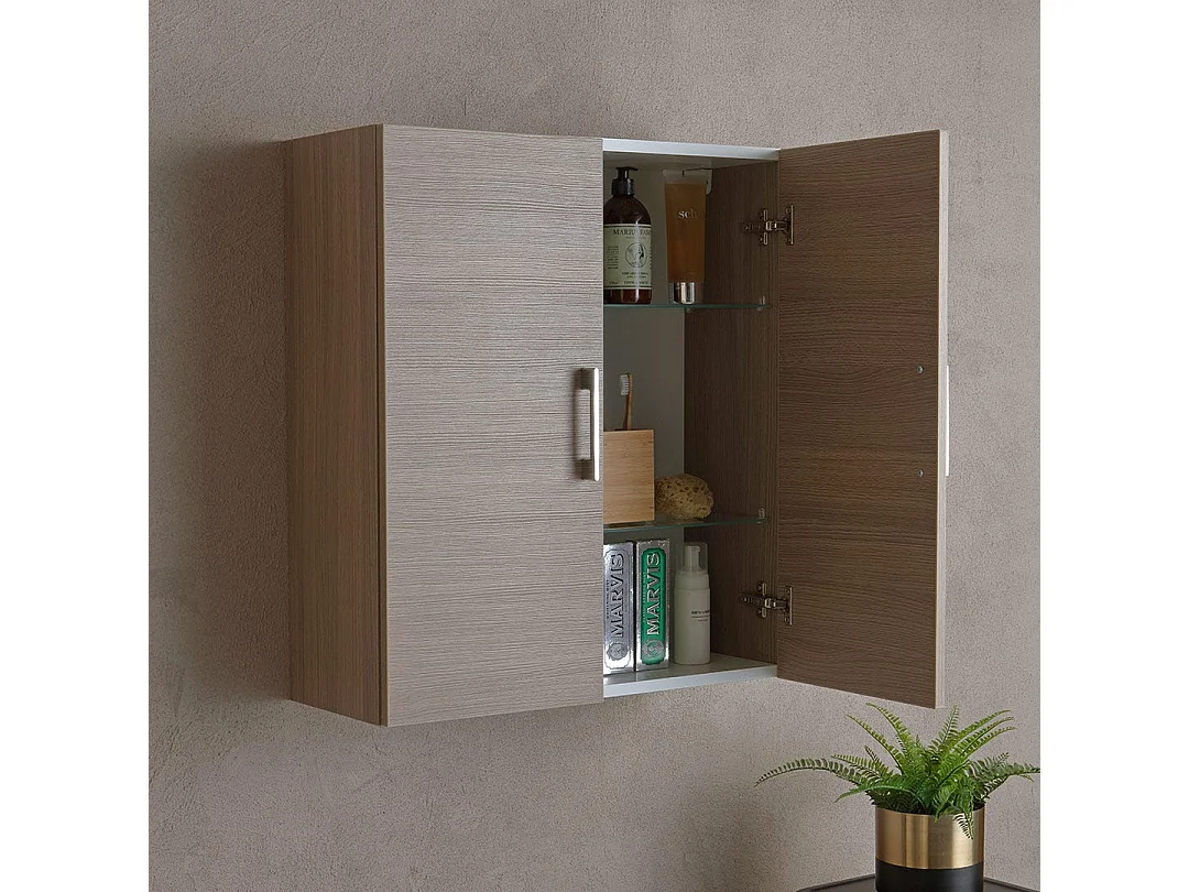 Meuble Haut De Salle De Bains 2 Portes Chêne Effet Bois Naturel | Rimini