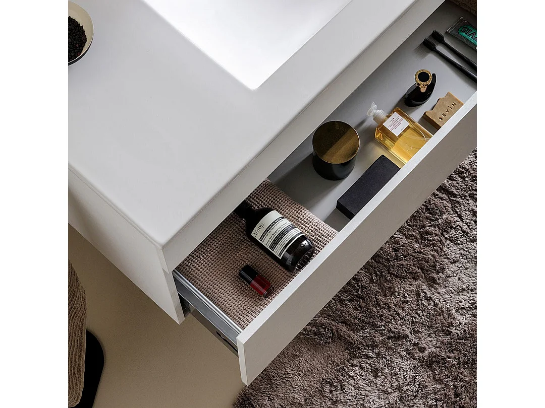 Meuble De Salle De Bains Moderne Blanc Avec Lavabo De 120 Cm Et Miroir | Sole